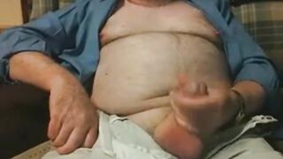 Hairy Grandpa Bear Strokes His Big Cock