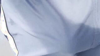 Hairy Bear Jerks Off on a Public Beach - Big Cum Shot
