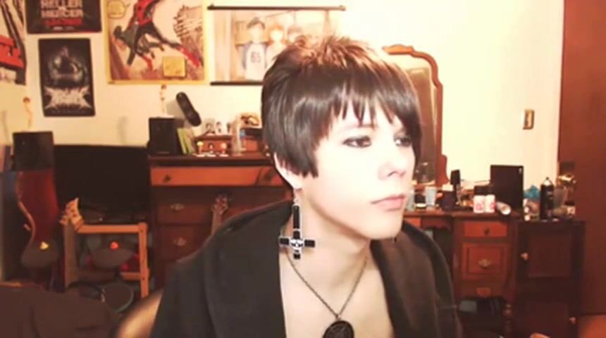 Short-Haired Crossdresser Cutie on Webcam