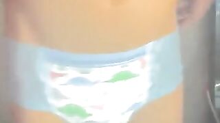 Asian diaper boy wearing unicorn booty shorts