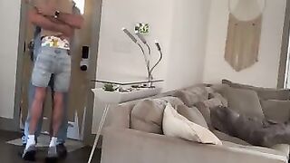Diaper boy greets daddy