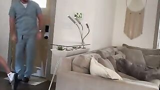 Diaper boy greets daddy