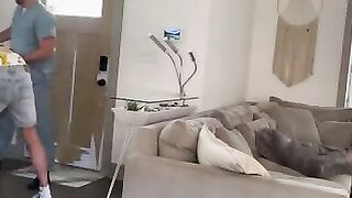 Diaper boy greets daddy