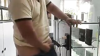 latino guy caught jerking in cell phone store