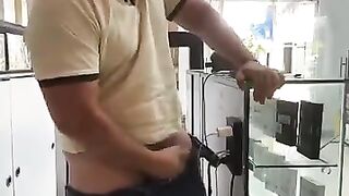 latino guy caught jerking in cell phone store