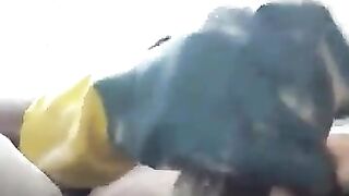 Black boy in rubbergloves