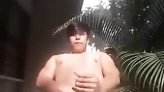 Latino Jerks Off & Cums Outdoors