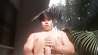 Latino Jerks Off & Cums Outdoors