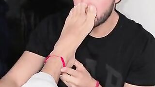 Latino hot master feet sniffing