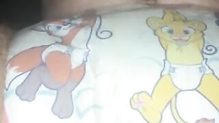 Diaper boy pee abdl diaper in bed