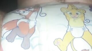 Diaper boy pee abdl diaper in bed