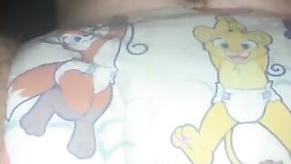 Diaper boy pee abdl diaper in bed