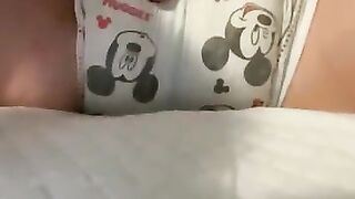 Aimee Rose playing with herself in a Huggies diaper