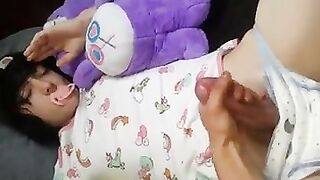 Diaper Boy in Onesie Gets Handjob (Rare)