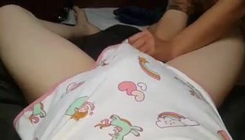 Diaper Boy in Onesie Gets Handjob (Rare)