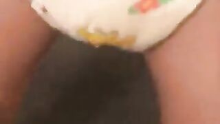 Wet diaper boy shakes booty