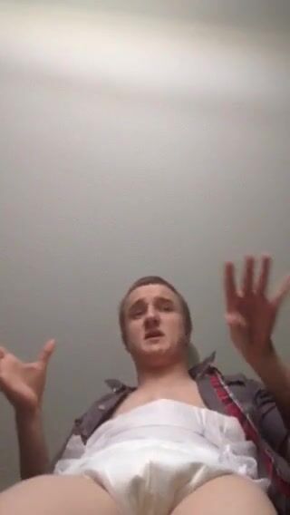 Diaper boy pooping himself