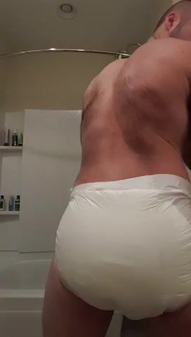 Diaper boy pooping