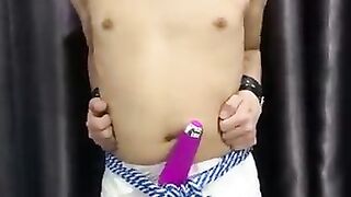 Bound in diaper with vibrator