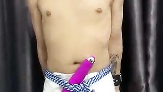 Bound in diaper with vibrator