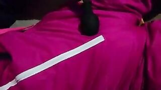 Diaper boy in pink snowsuit