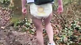 Diaper Boy Exploring The Woods
