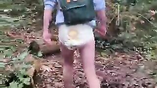 Diaper Boy Exploring The Woods
