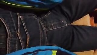 Diaper boy i overalls accident in park