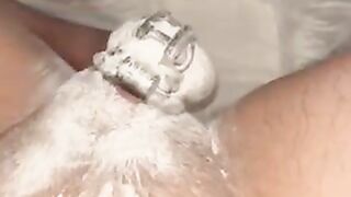 Diaper boy cums hands free in cage