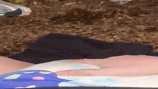 Diaper boy goes on walk and ends up cumming outside