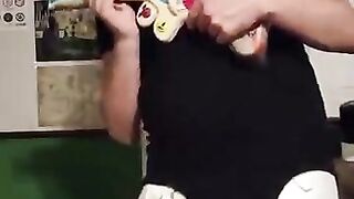 Diaper boy plays guitar