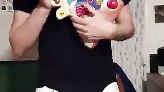 Diaper boy plays guitar