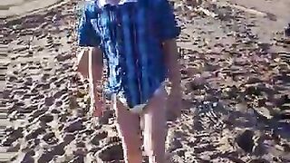 Wet diaper boys at the beach