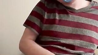 Diaper boy showing off his super wet padding