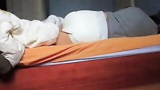 Sweet boy wakes up in soaked diaper