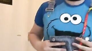 Baby boy strips and shows of his diaper