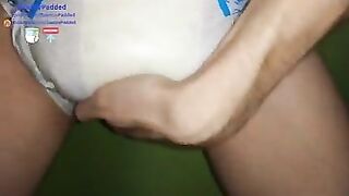 Boy Rubbing and squishing very wet soaked diaper Tbdl abdl