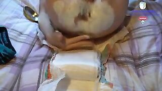 Kinky twink boy changing into fresh crinklz diaper with baby cream abdl tb