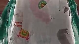 Boy makes big mess in diaper