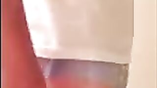 Boy wets and messes his diaper