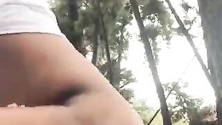 Latino bottom rides uncut dick in the woods