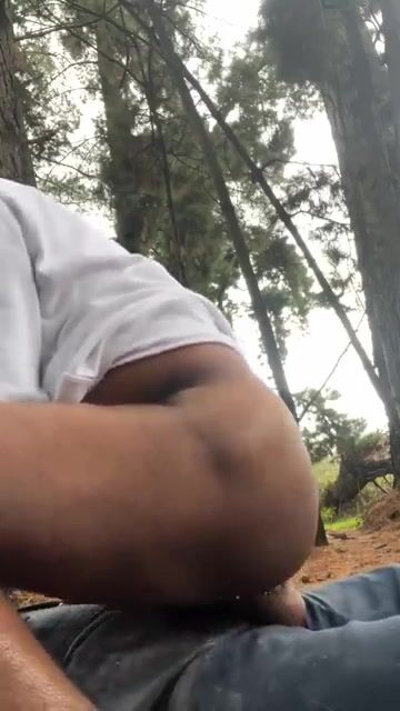 Latino bottom rides uncut dick in the woods