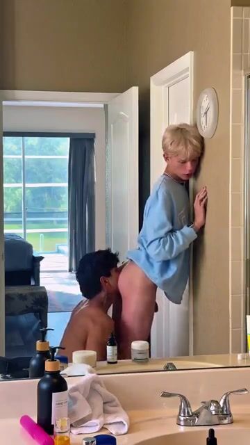 Gorgeous Latino removes underwear to eat cute white ass