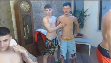 4 cute Latino friends spanking and showing asses