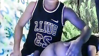 three sexy latino stroke spit on ass