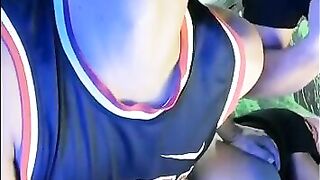 three sexy latino stroke spit on ass