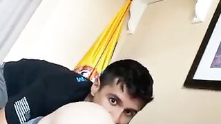 DL str8 Latino eats perfect white bubble ass