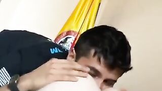 DL str8 Latino eats perfect white bubble ass