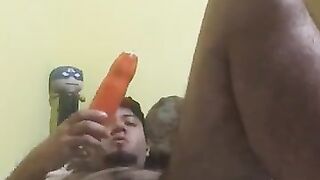 Latino pig faggot plays with his ass