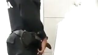Sexy Latino Cop with Nice Ass Caught Pissing at Urinal